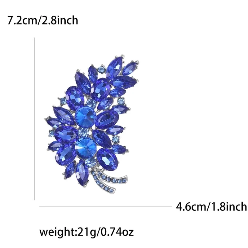 Pin Leaf Alloy Inlay Glass Women's Brooches