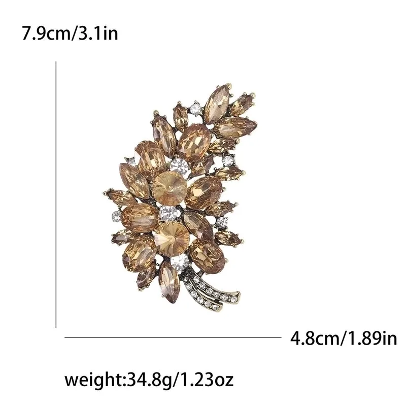 Pin Leaf Alloy Inlay Glass Women's Brooches