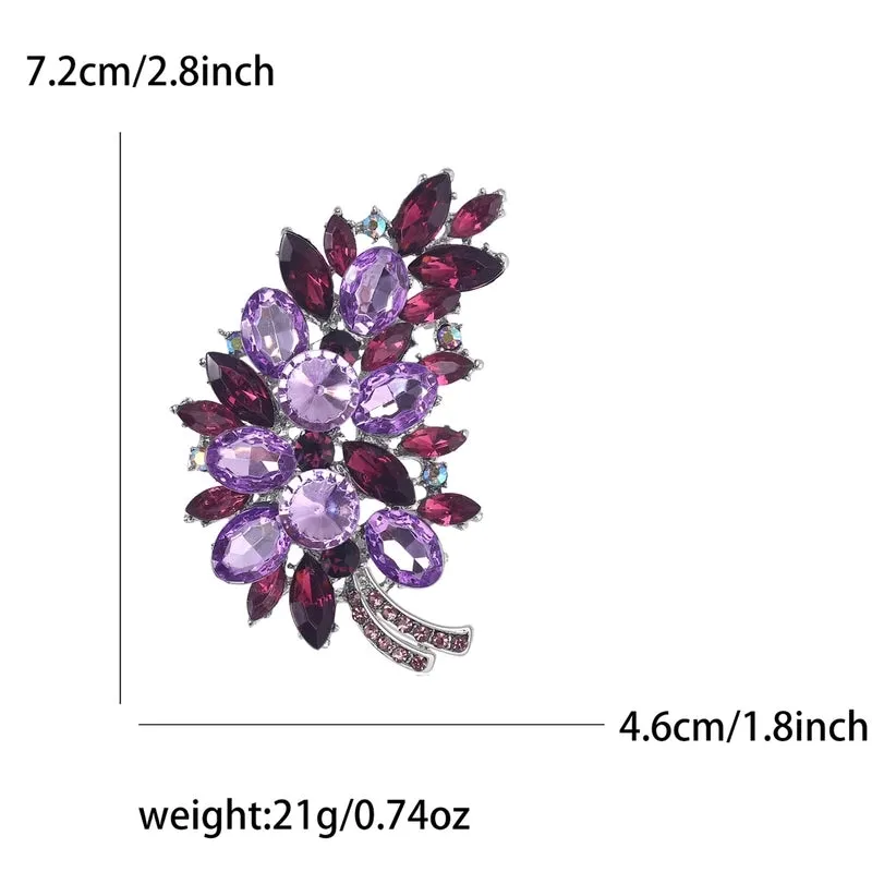 Pin Leaf Alloy Inlay Glass Women's Brooches