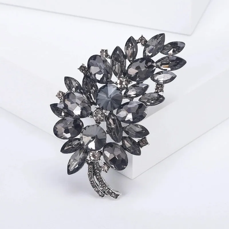 Pin Leaf Alloy Inlay Glass Women's Brooches