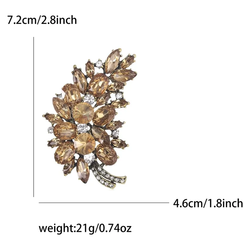 Pin Leaf Alloy Inlay Glass Women's Brooches