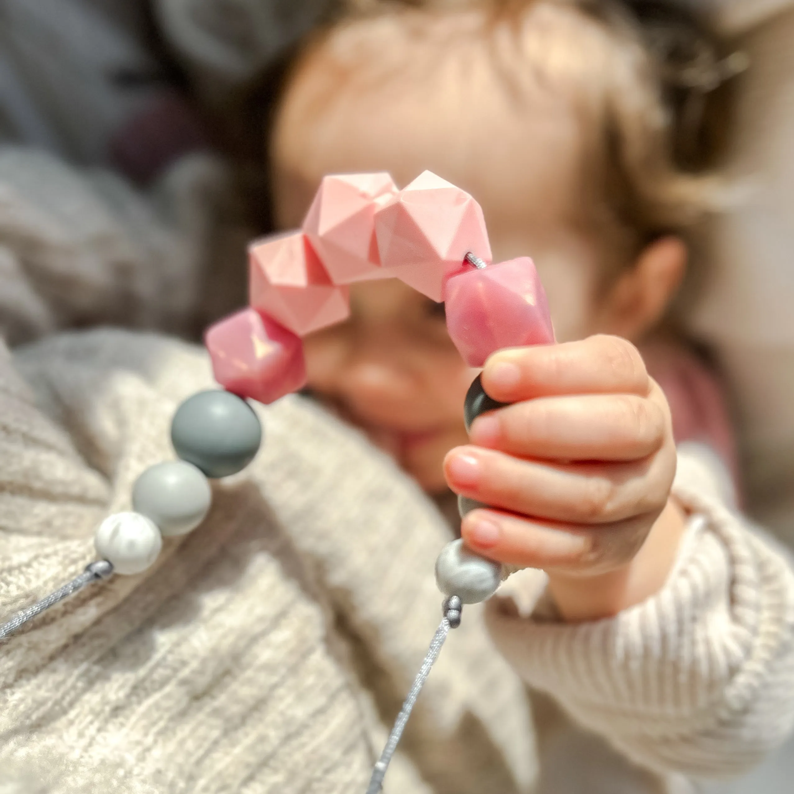 Pink Lunar Silicone Teething Necklace & Breastfeeding Necklace