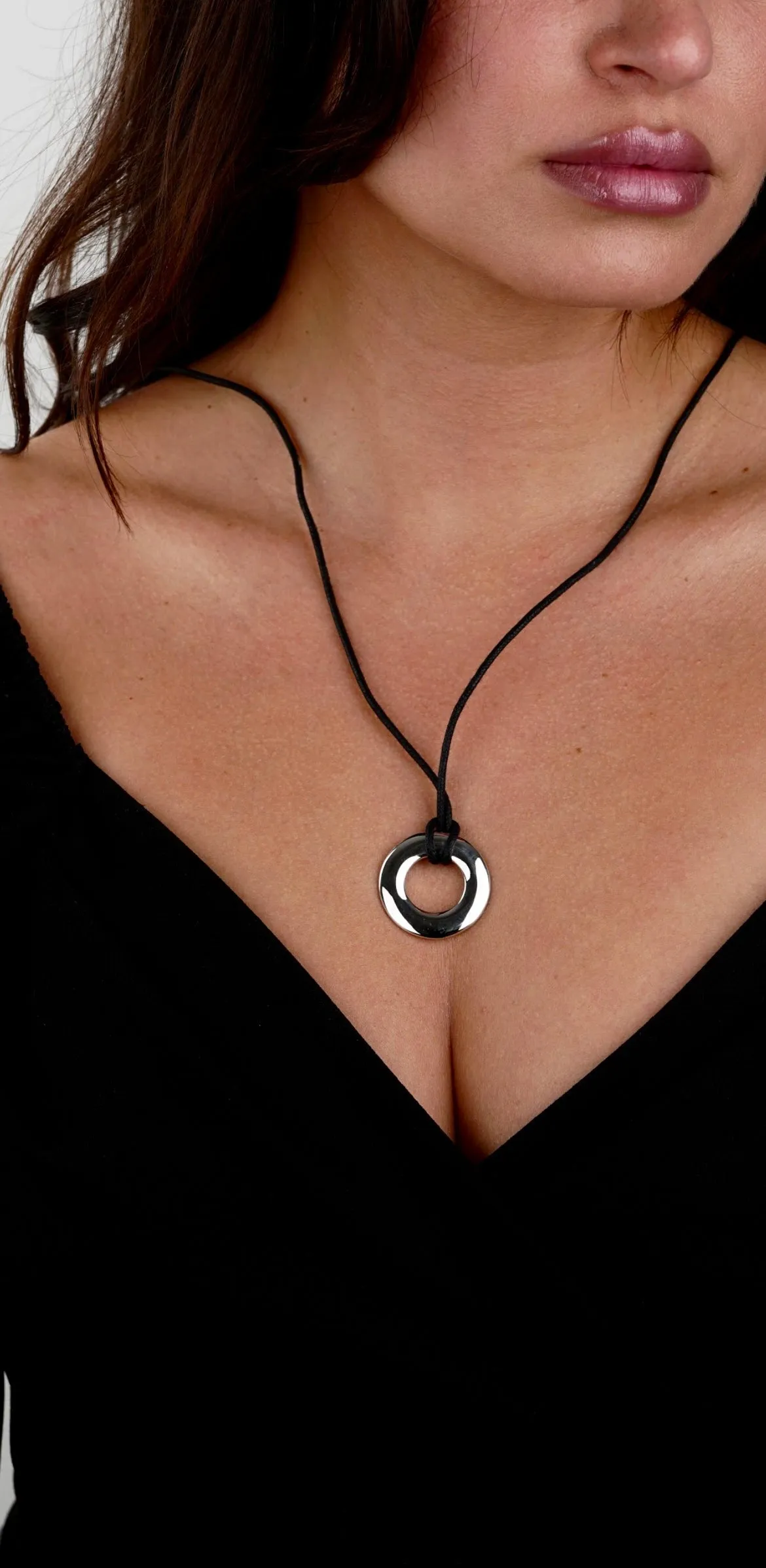 Pomellato White Gold Pendant Leather Necklace