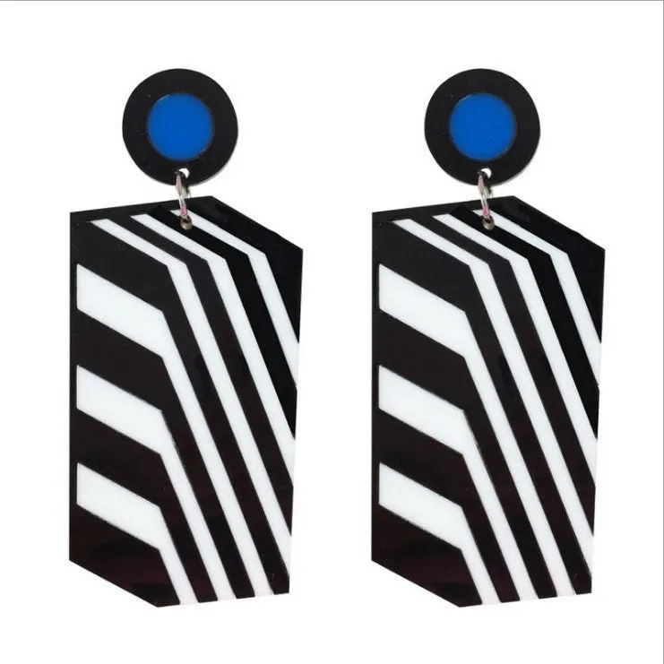 Pre Order:  Big Acrylic Stripe Drop Dangle Earrings