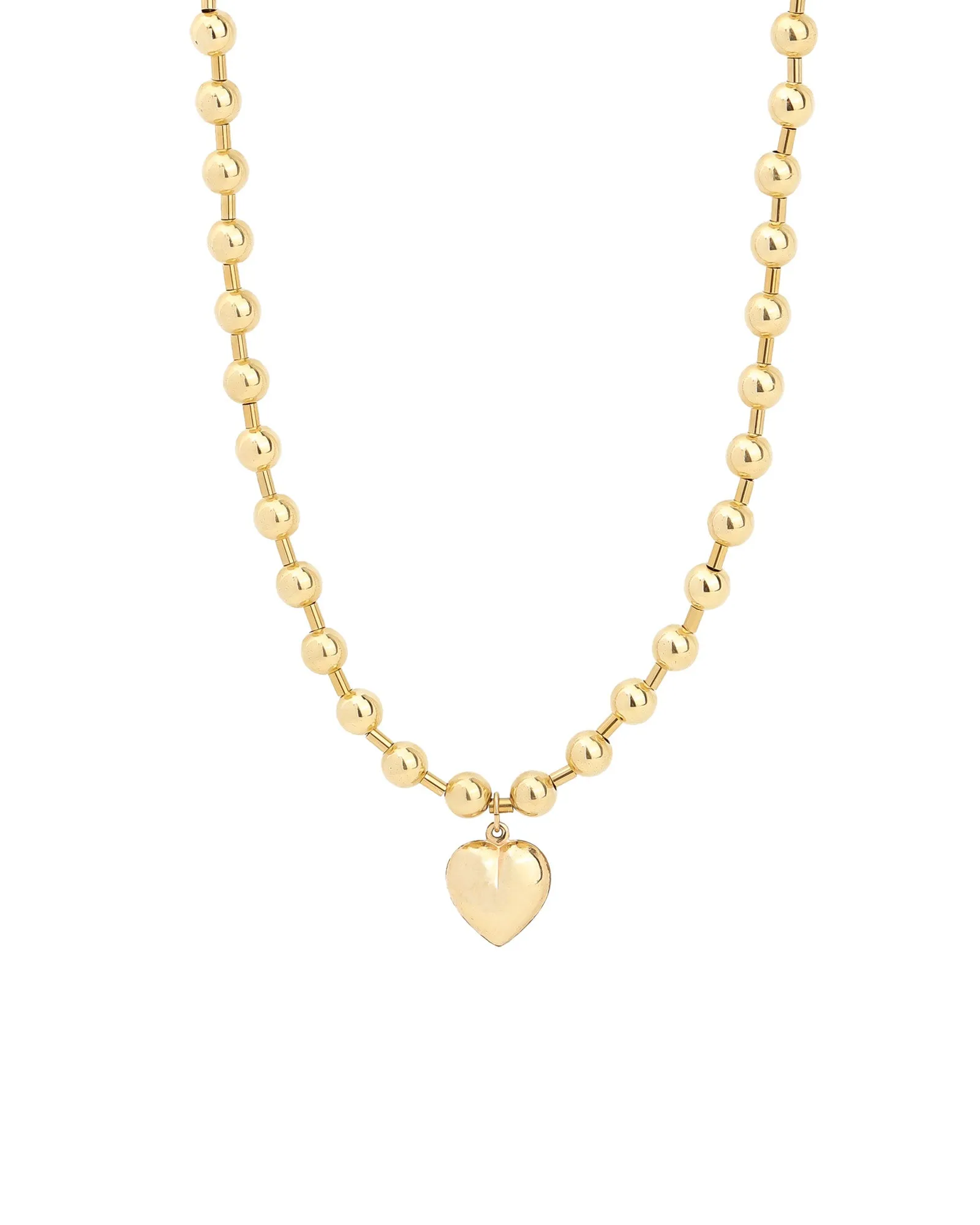 Puffy Heart Ball Chain Necklace | 6mm