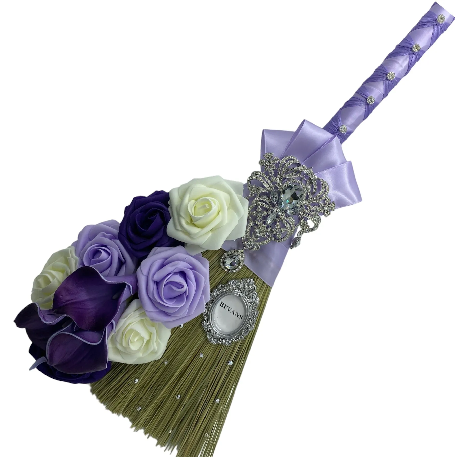 Purple Lavender Round Bouquet l Waterfall bouquet l  Roses Brooch Bouquet BOU-037