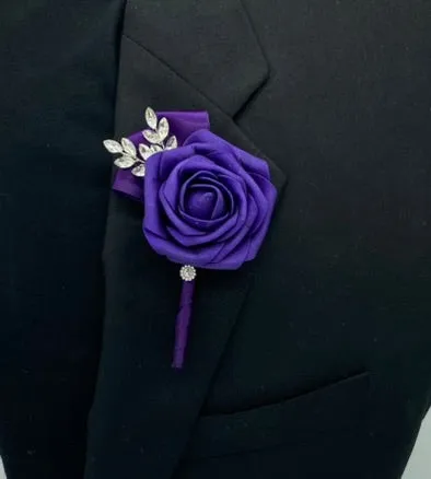 Purple Lavender Round Bouquet l Waterfall bouquet l  Roses Brooch Bouquet BOU-037