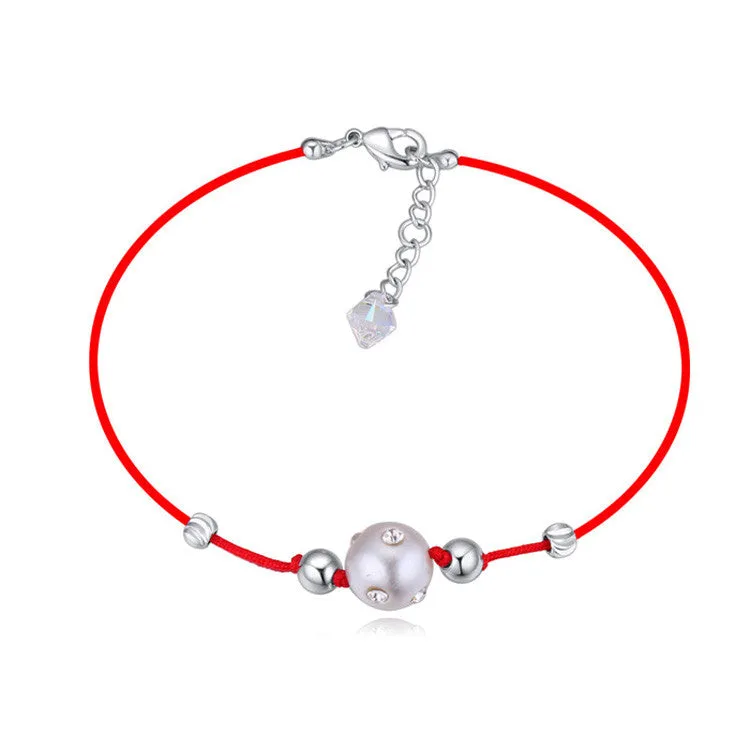 Real Austrian Crystal jewelry thin red thread string rope Charm Bracelets for women Fashion New sale Top Hot summer style