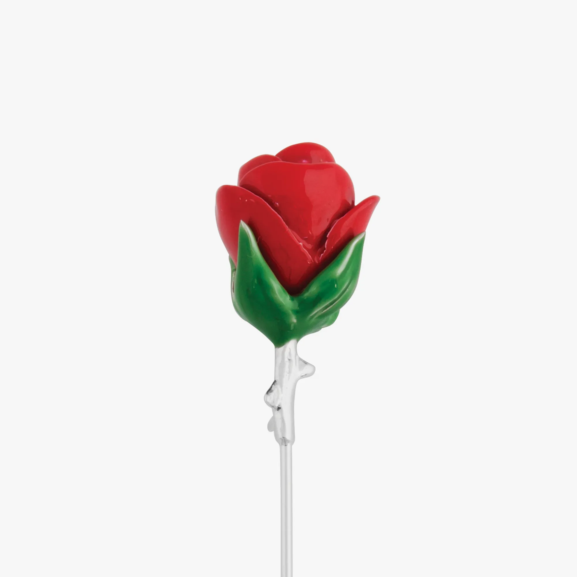 Red Rhodium Plated Rose Lapel Pin