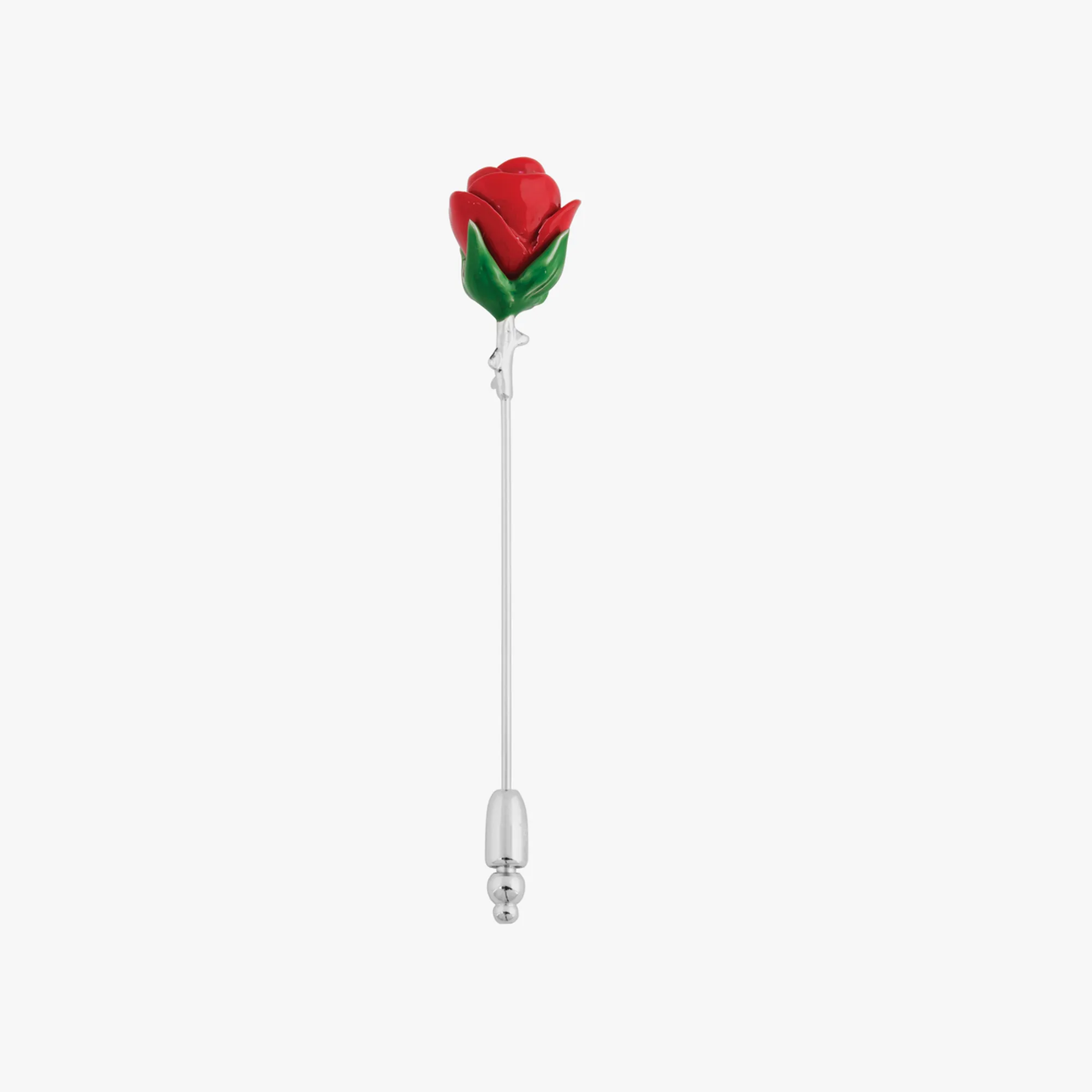 Red Rhodium Plated Rose Lapel Pin