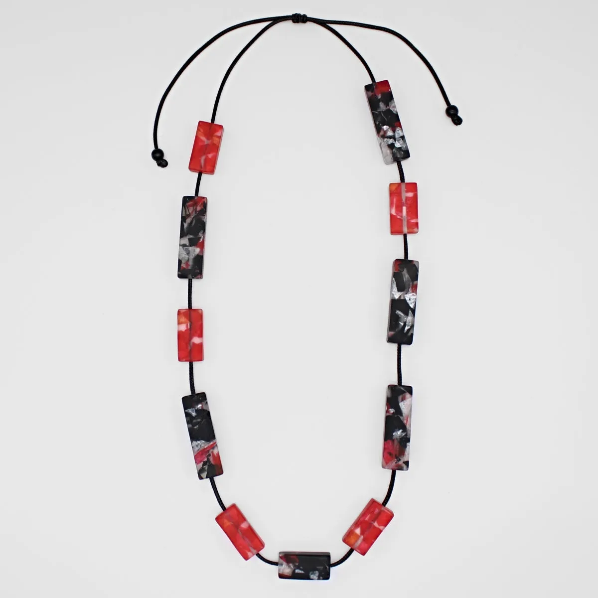 Red Vega Rectangular Necklace