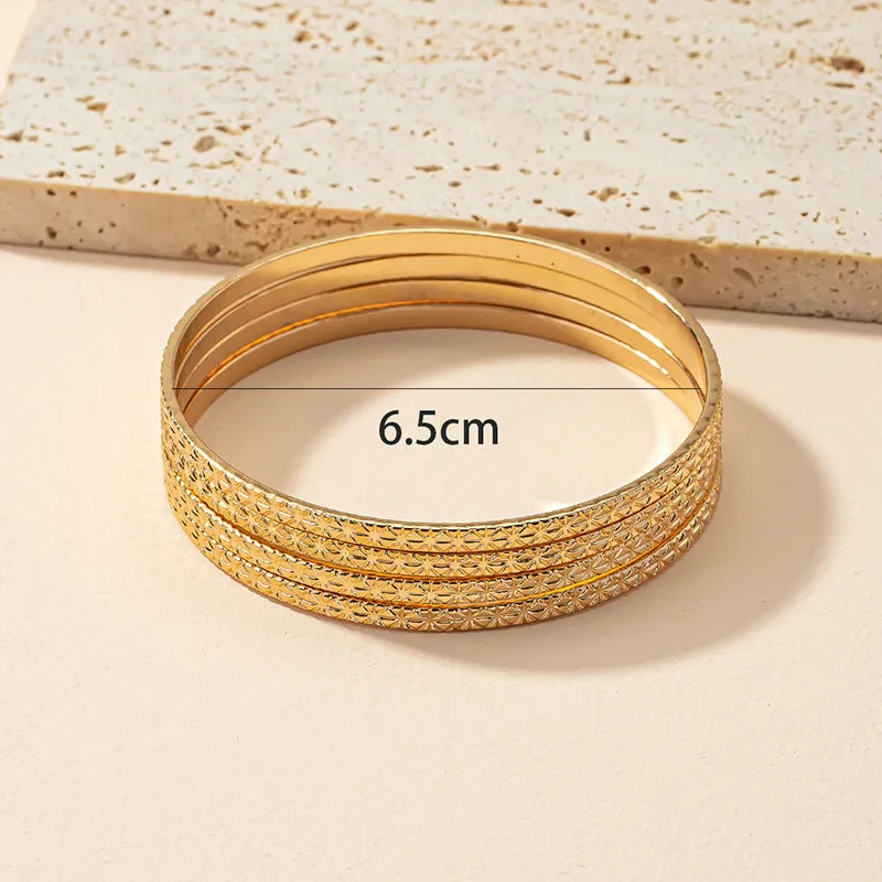 Retro Metal Hoop Bracelet Set with Thin Niche Design