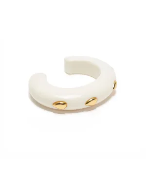 Ridge Cuff in Alabaster & Gold Stud