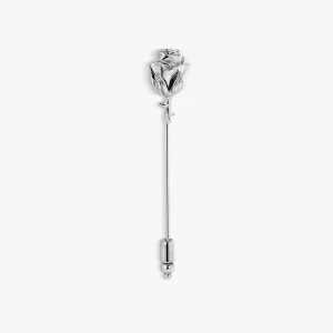 Rose Flower Pin Palladium Plated