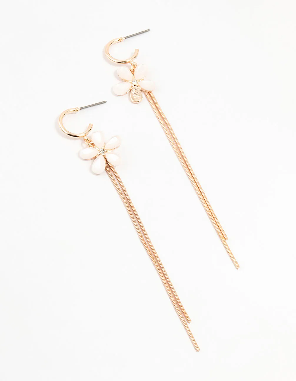 Rose Gold Flower Chain Drop Earrings