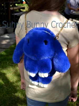 Royal Blue Rabbit Backpack Real Fur Bag Bunny Shoulder Bag  Women Purse Girls Handbag Phone Bag Animal Bag Chain Clutch Purse Cosmetic Bag