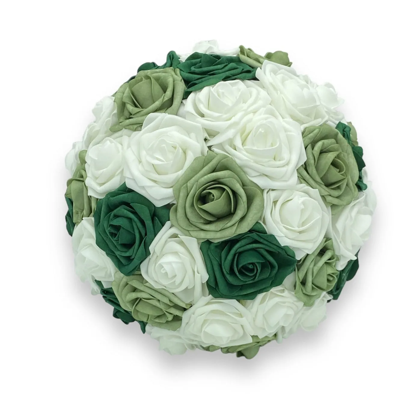 Sage Green Round Bouquet l  Real Touch Roses Bouquet~ BOU-034