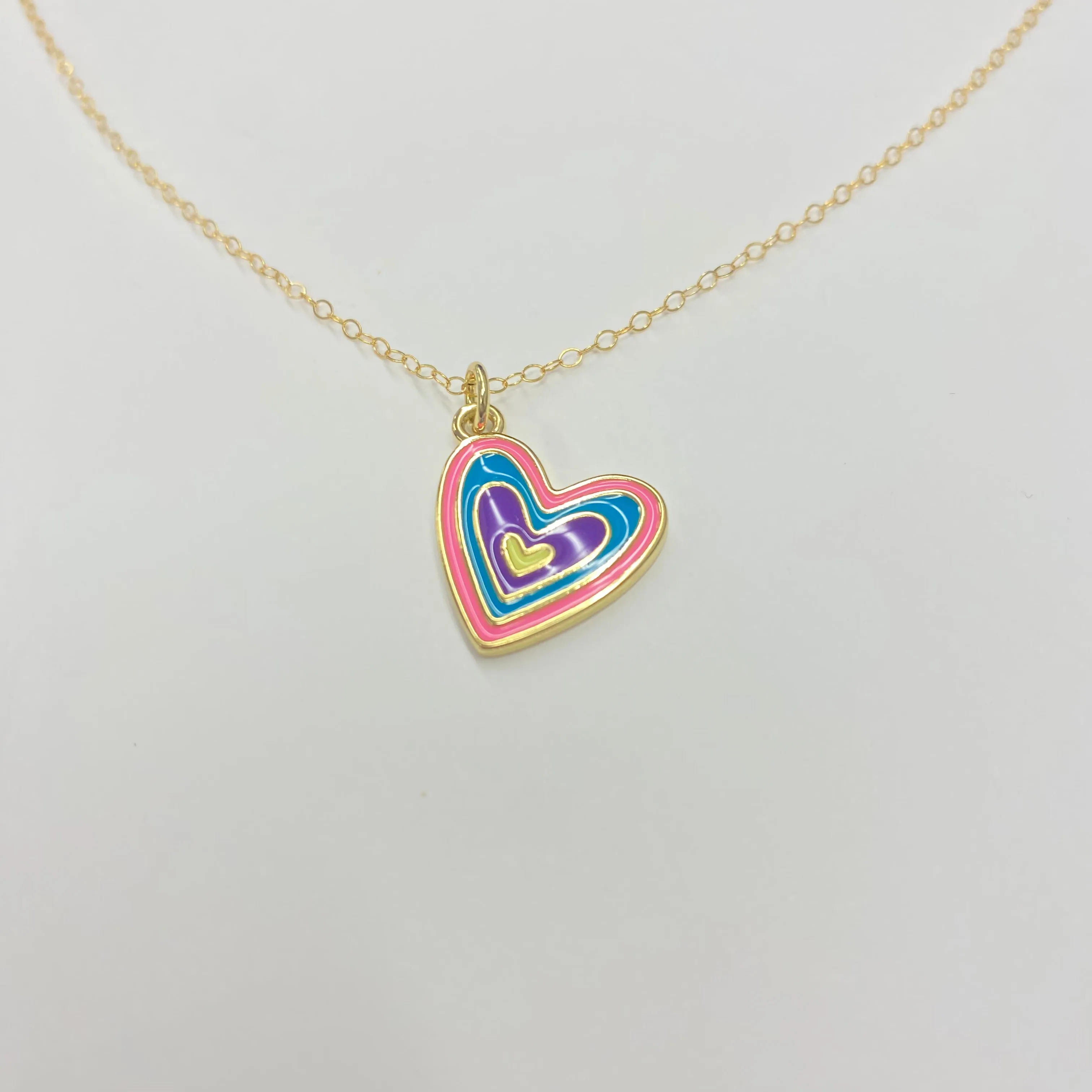 Sariah Color Layered Heart Necklace | Gold