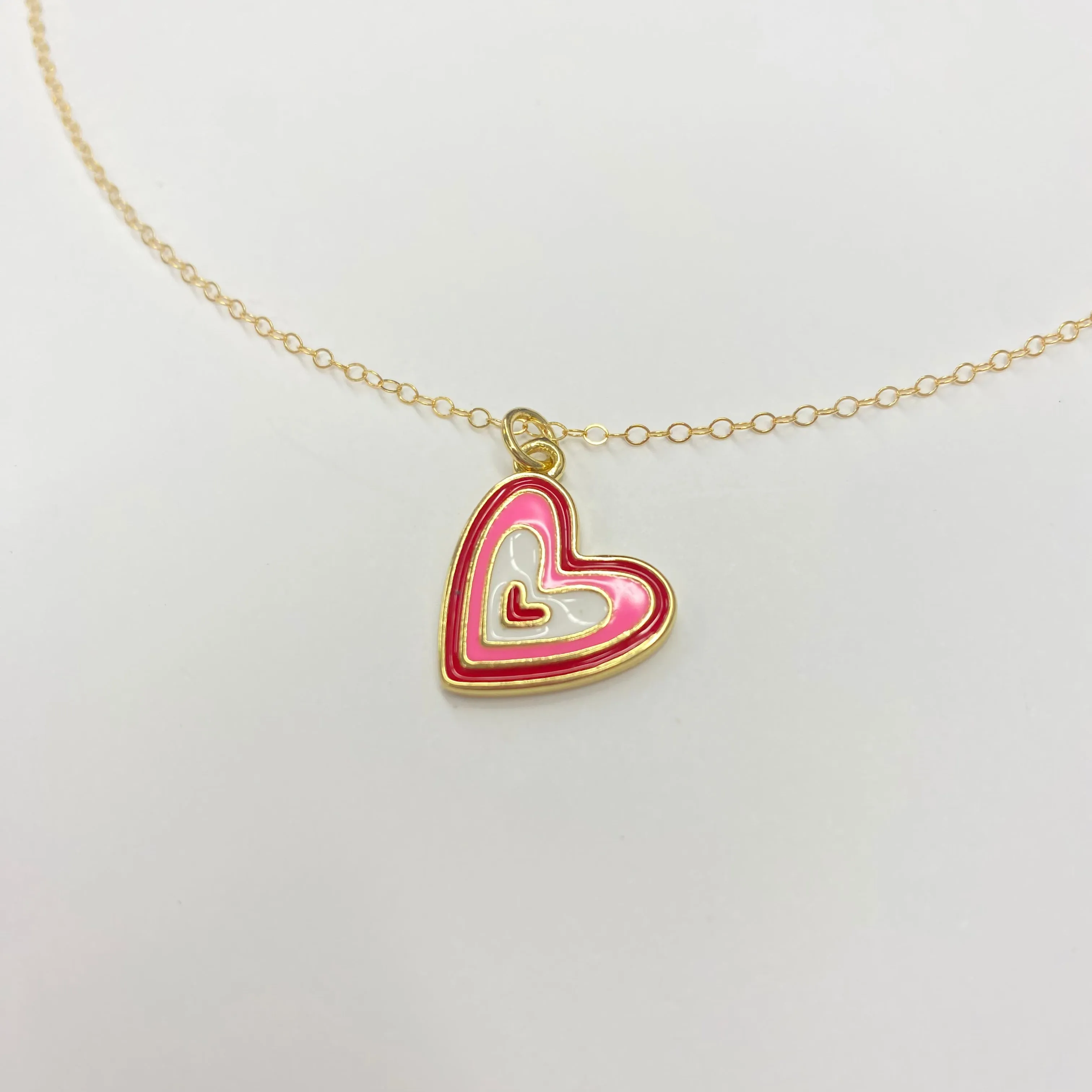 Sariah Color Layered Heart Necklace | Gold