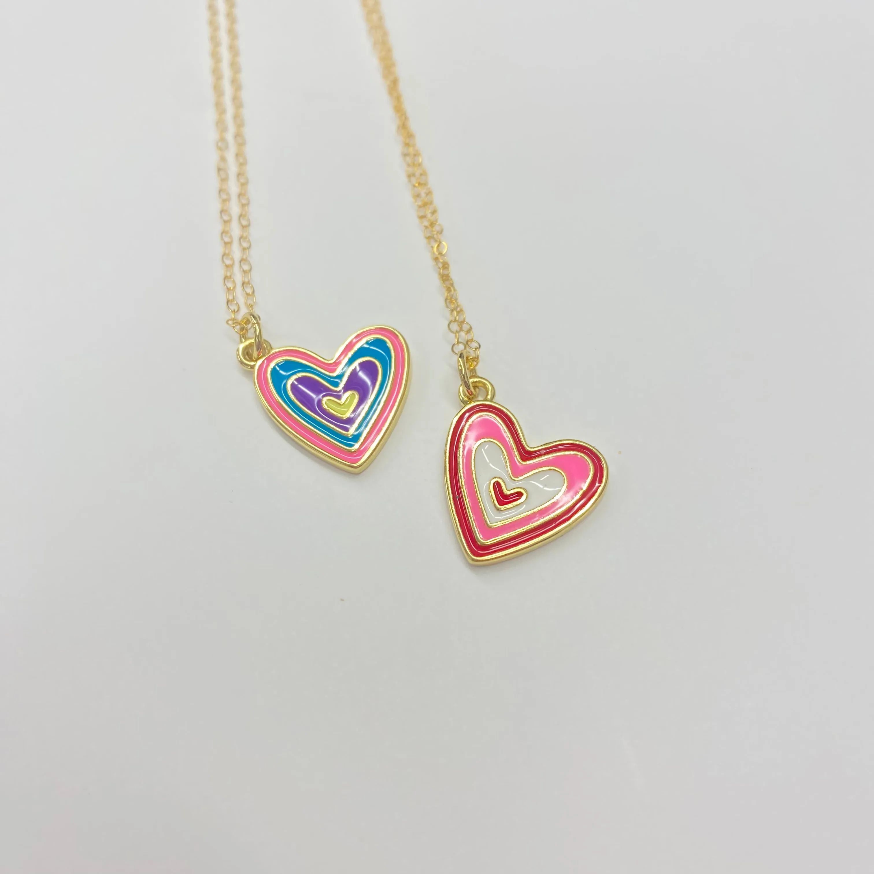 Sariah Color Layered Heart Necklace | Gold