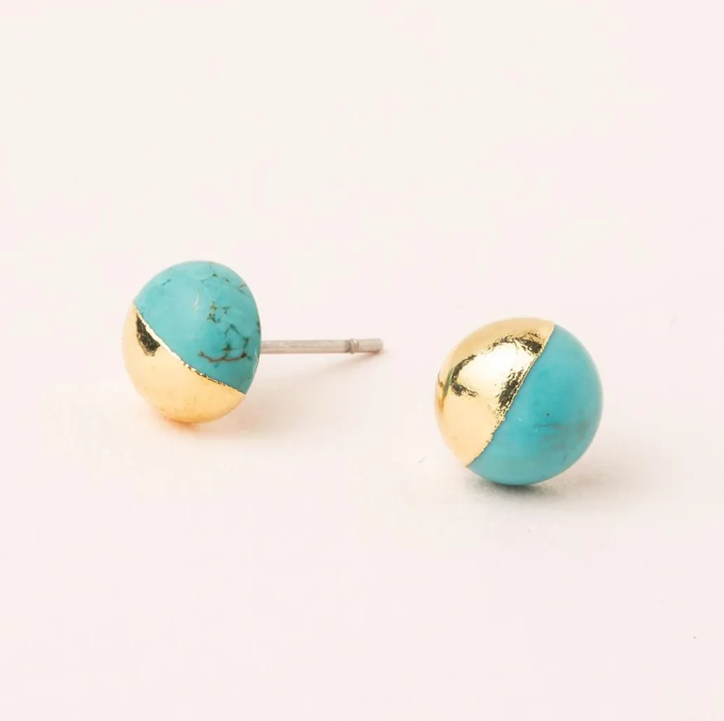 Scout Stone Dipped Stud Earrings - Turquoise & Gold