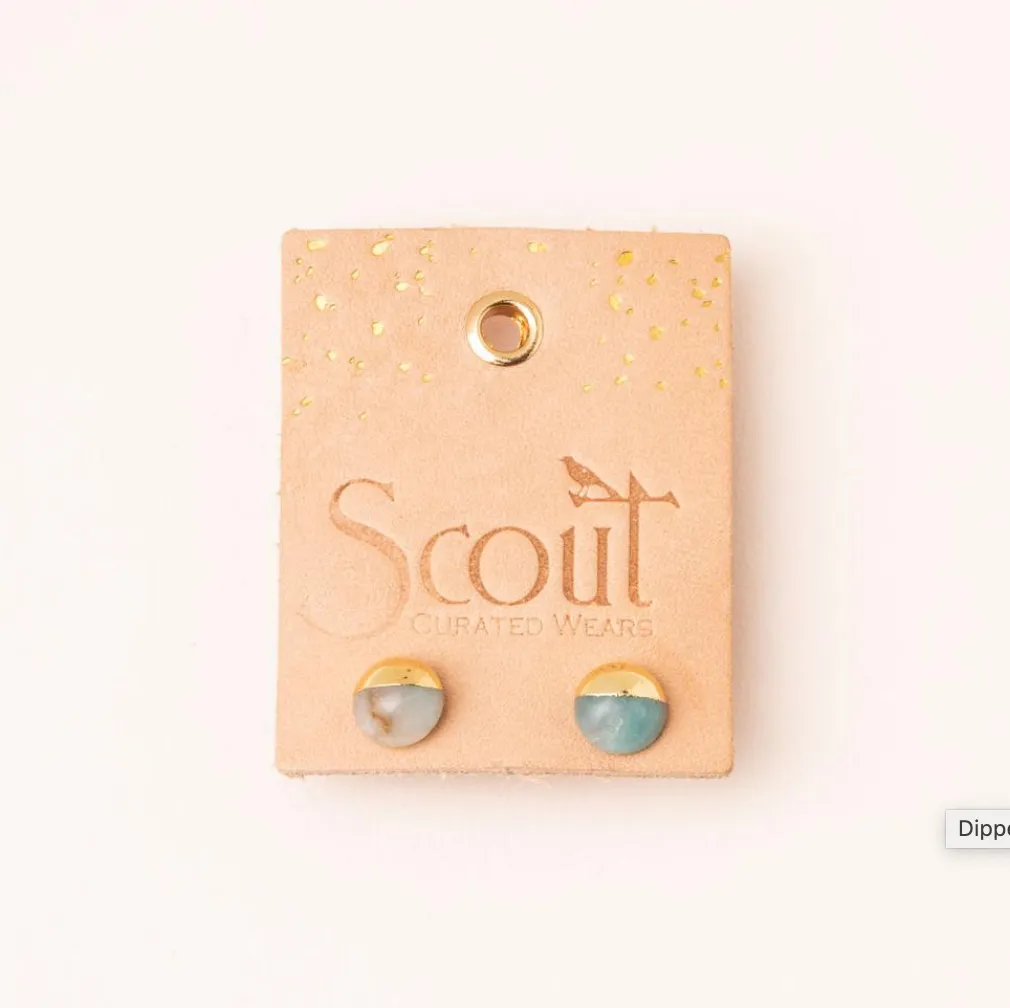 Scout Stone Dipped Stud Earrings - Turquoise & Gold