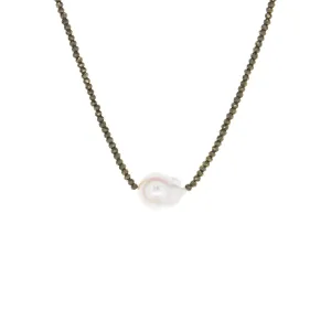 semi-precious stone necklace with pearl