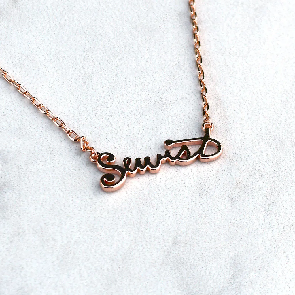 Sewist Script Necklace