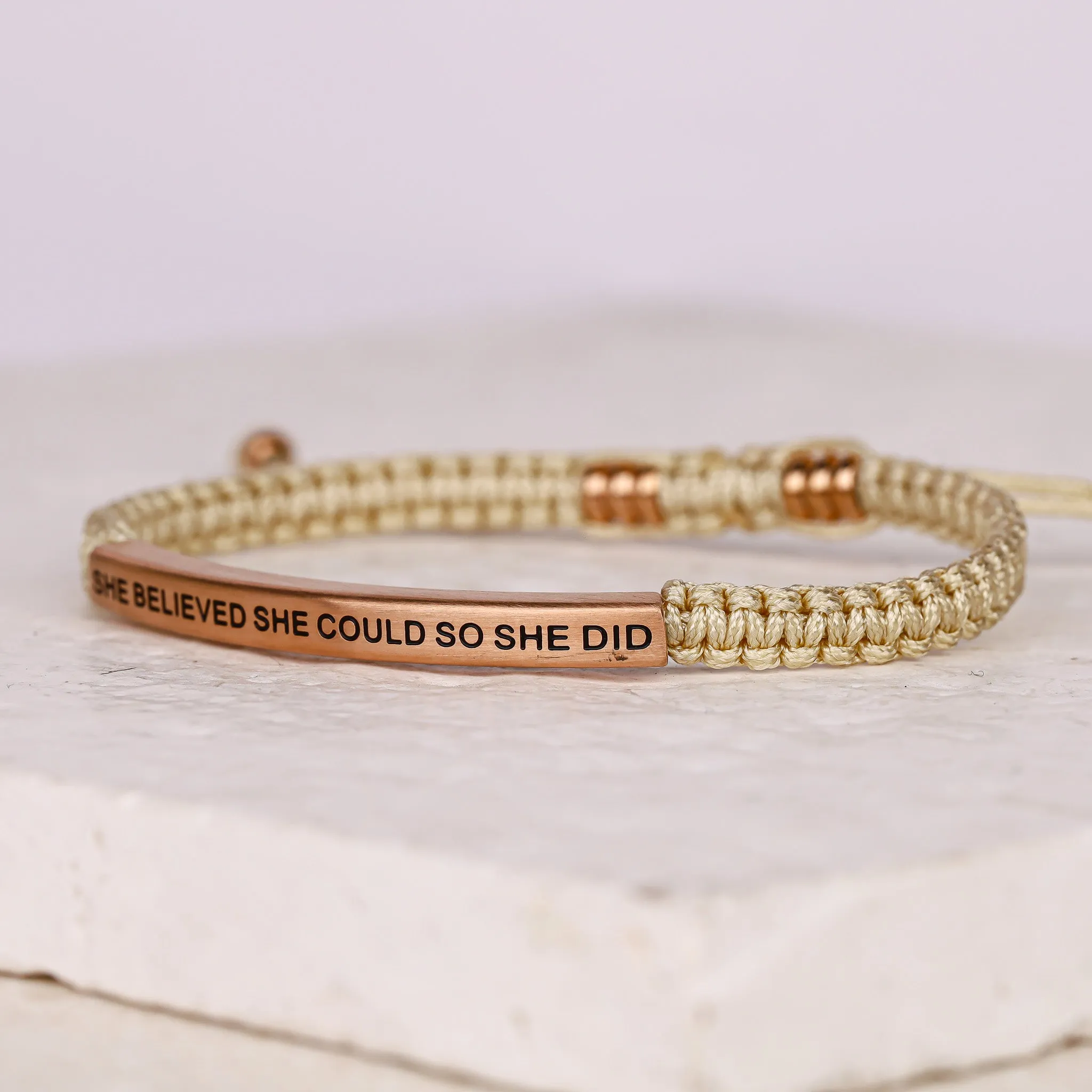 SHE BELIEVED SHE COULD SO SHE DID ROPE BRACELET