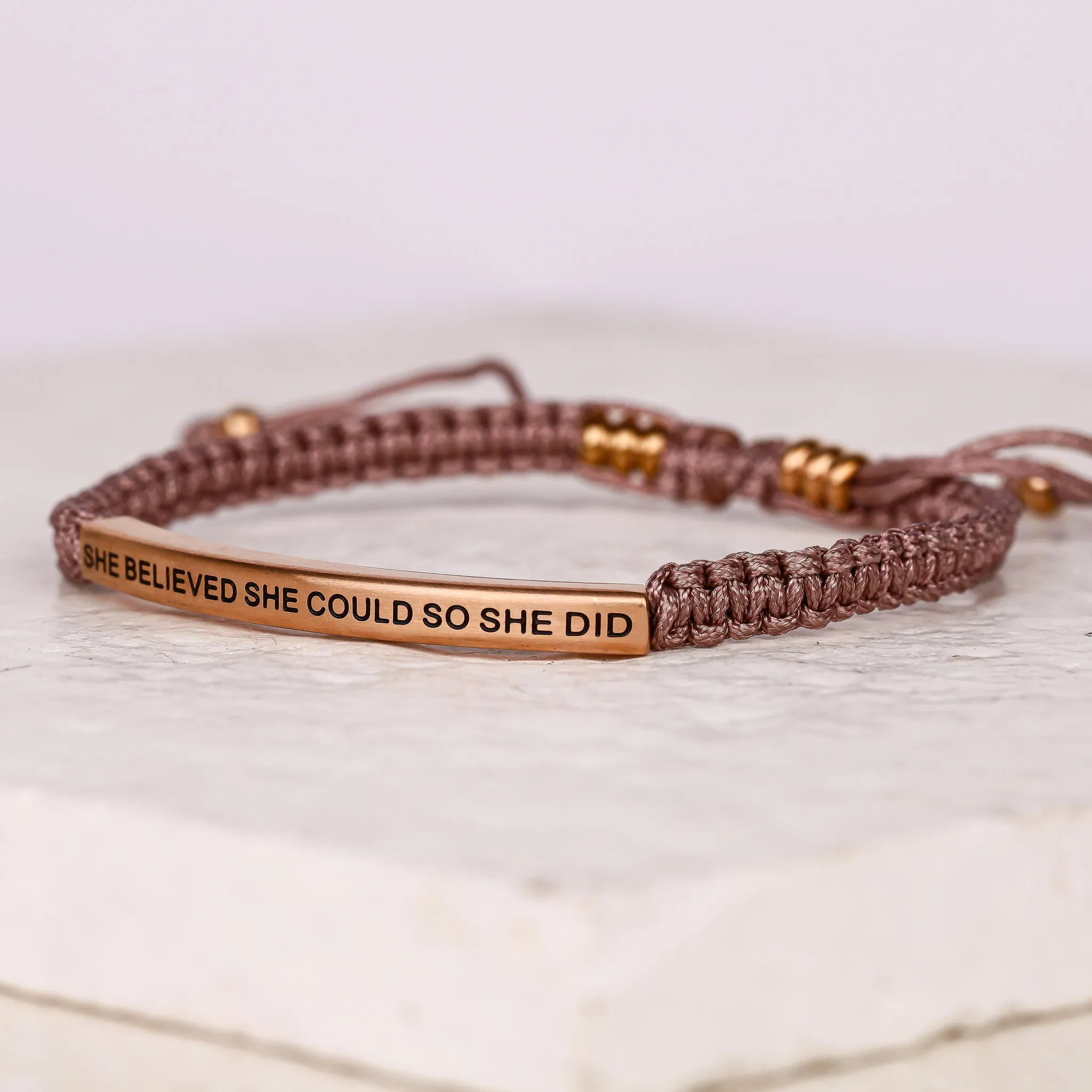 SHE BELIEVED SHE COULD SO SHE DID ROPE BRACELET