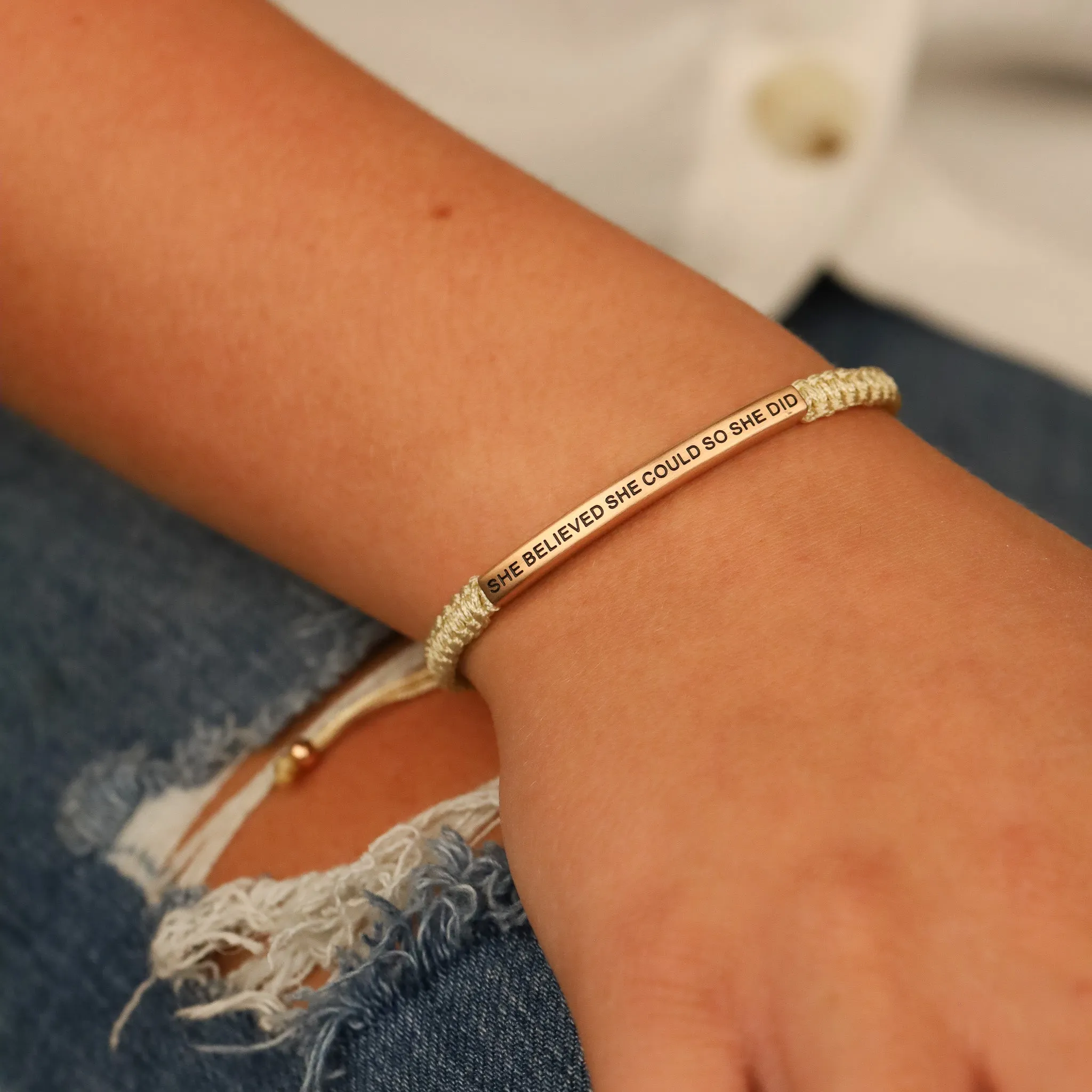 SHE BELIEVED SHE COULD SO SHE DID ROPE BRACELET