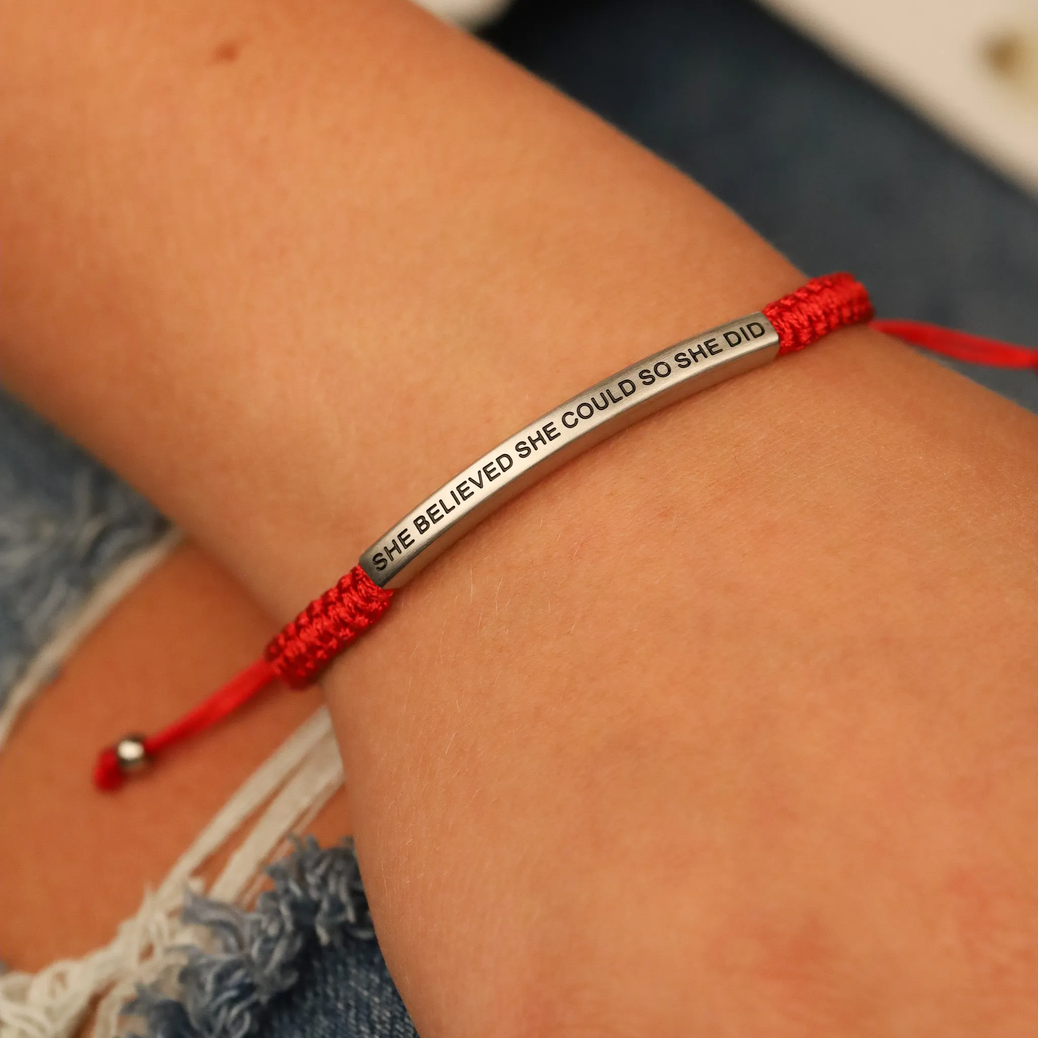 SHE BELIEVED SHE COULD SO SHE DID ROPE BRACELET