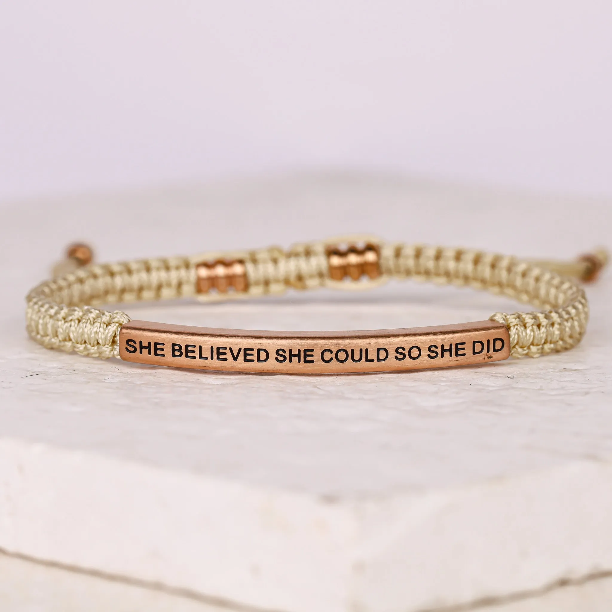 SHE BELIEVED SHE COULD SO SHE DID ROPE BRACELET