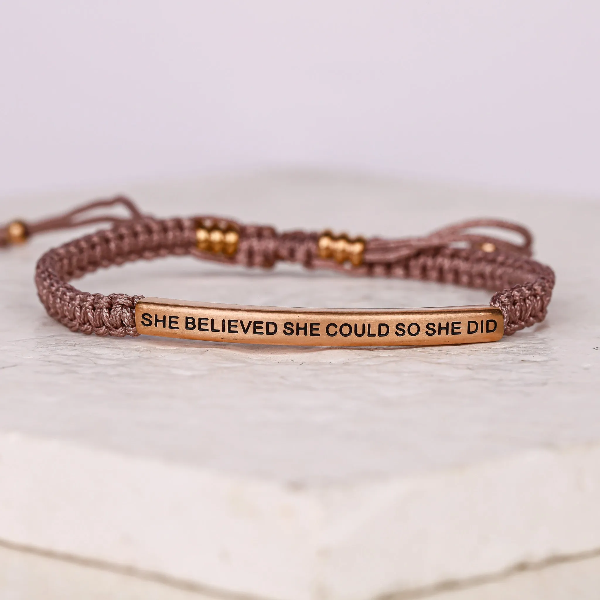 SHE BELIEVED SHE COULD SO SHE DID ROPE BRACELET