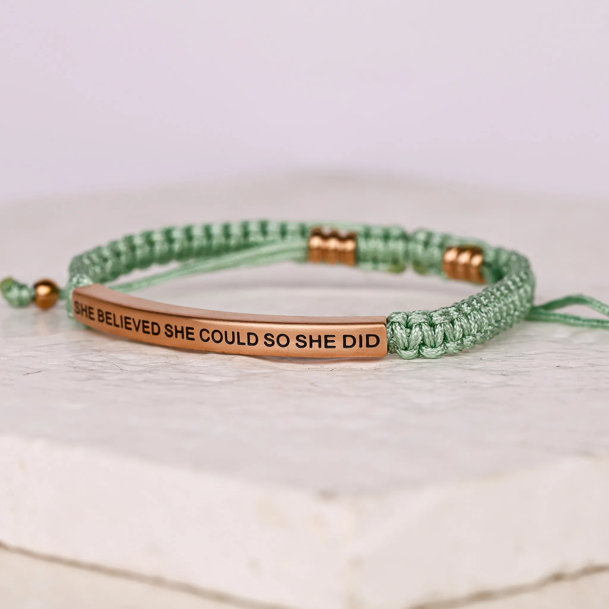 SHE BELIEVED SHE COULD SO SHE DID ROPE BRACELET