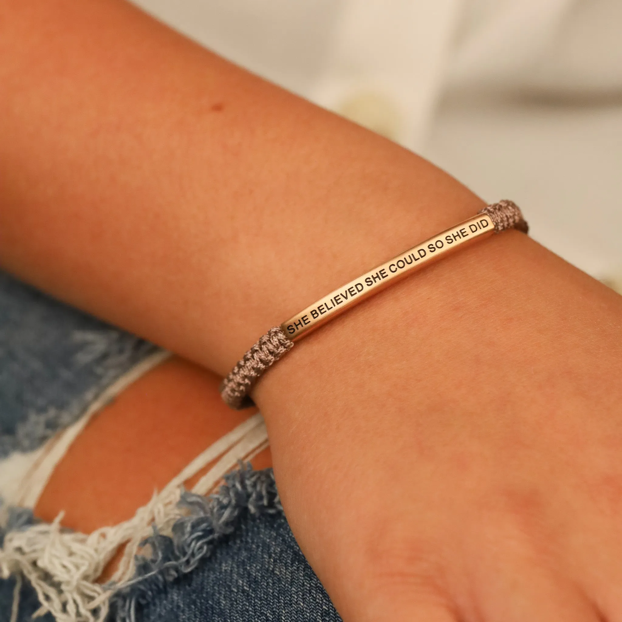 SHE BELIEVED SHE COULD SO SHE DID ROPE BRACELET