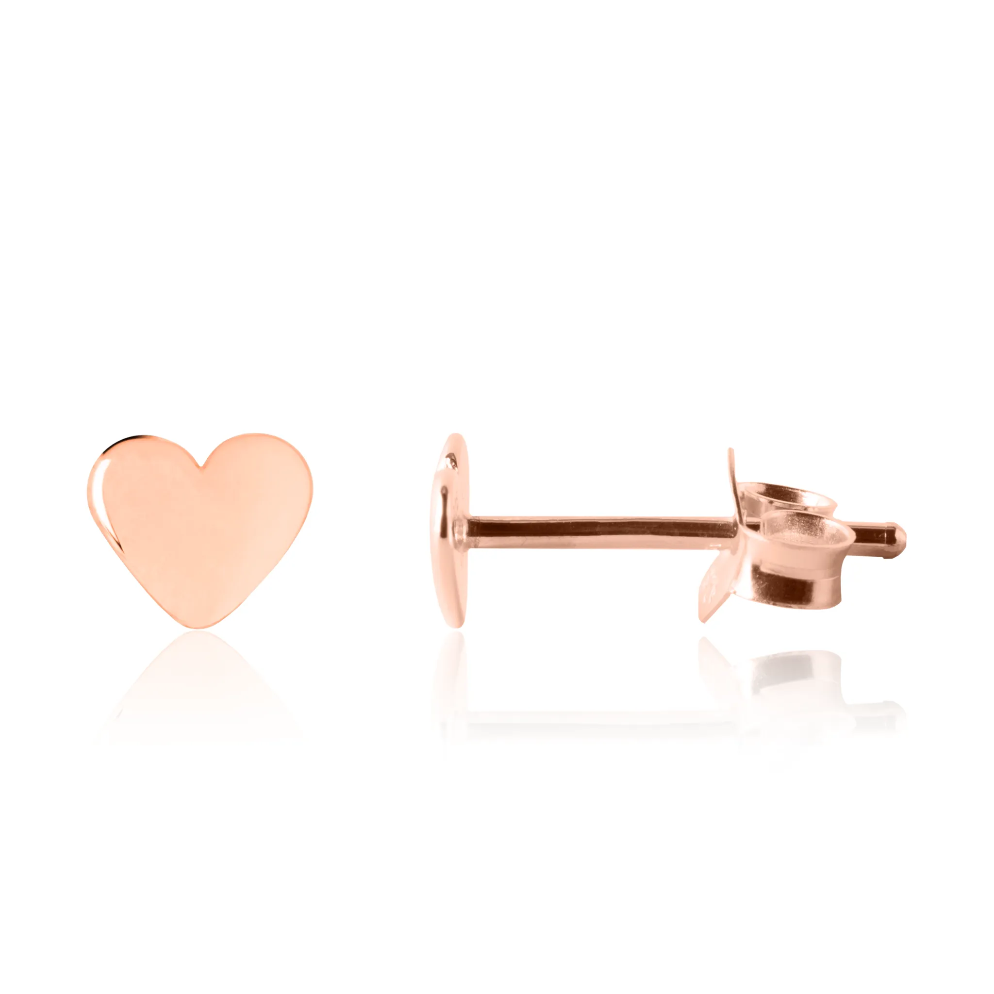 Shiny Baby Heart Earrings- Rose Gold