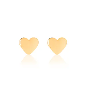 Shiny Baby Heart Earrings - Yellow Gold