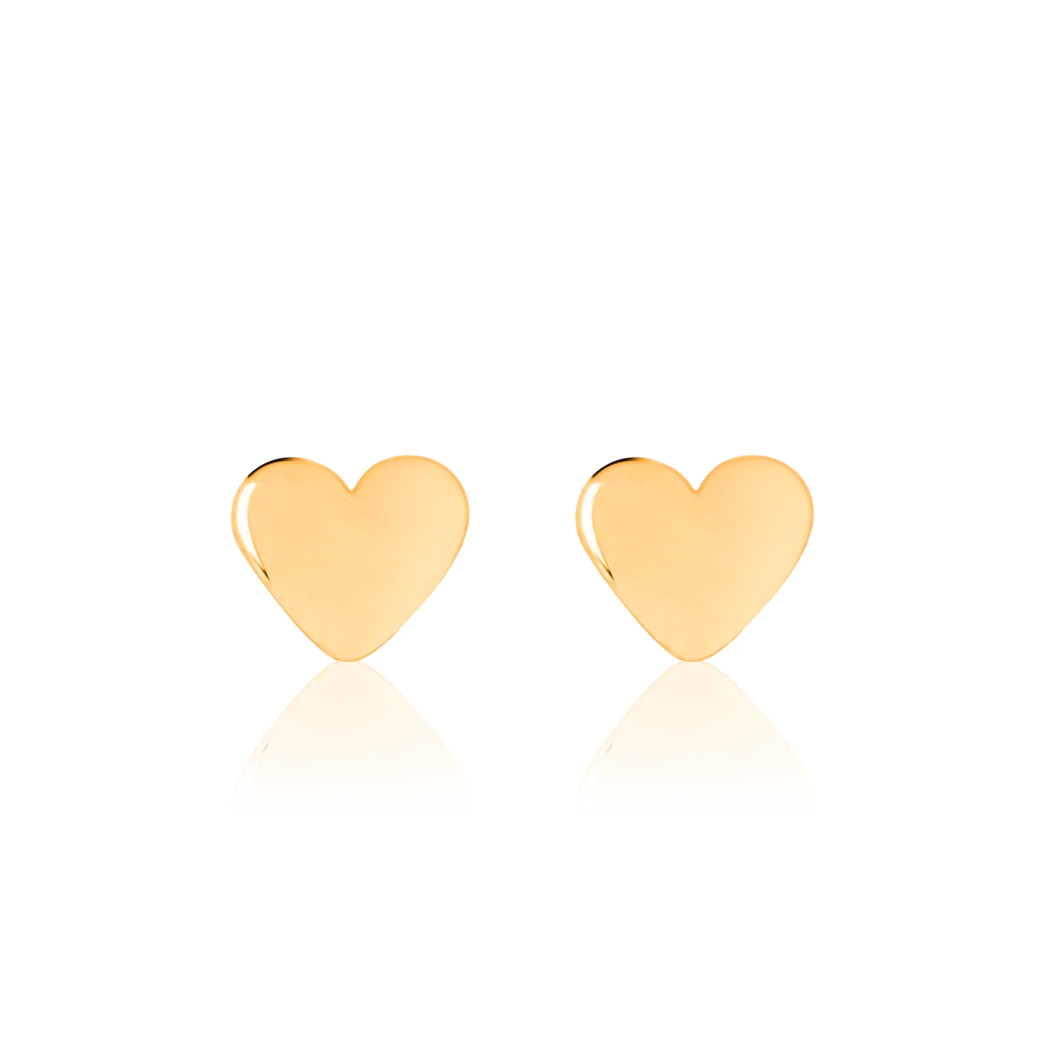 Shiny Baby Heart Earrings - Yellow Gold