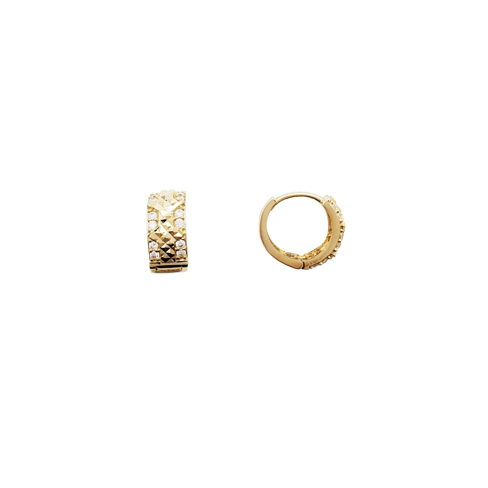 Shiny CZ Huggie Earrings (14K)