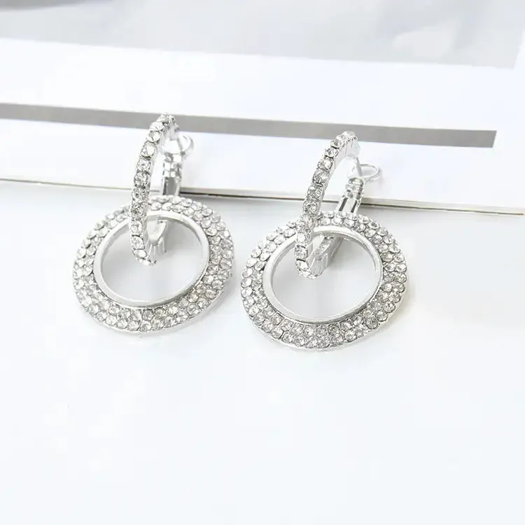 Shiny Double Hoop Drop Earrings