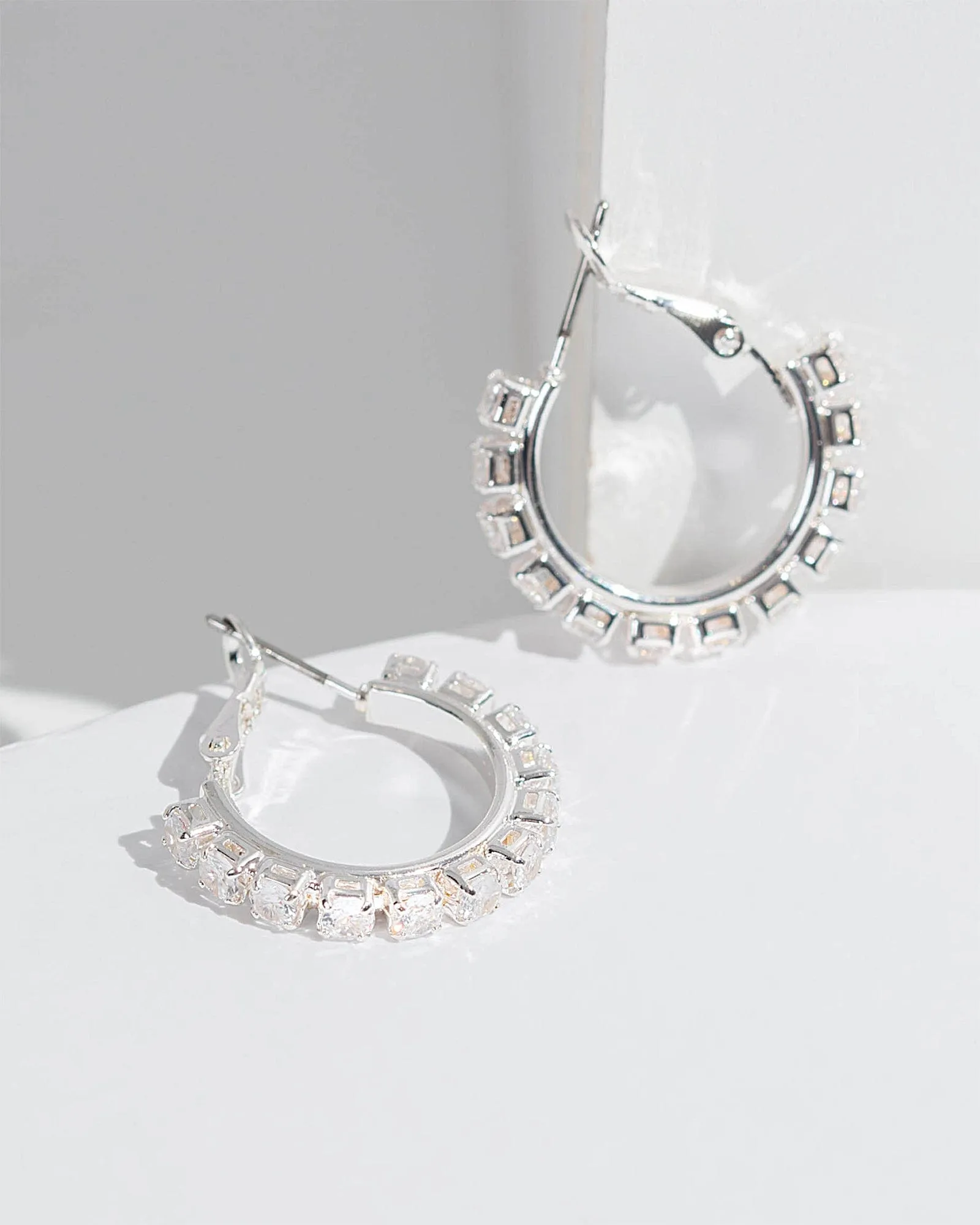 Silver Cubic Zirconia Small Hoop Earrings