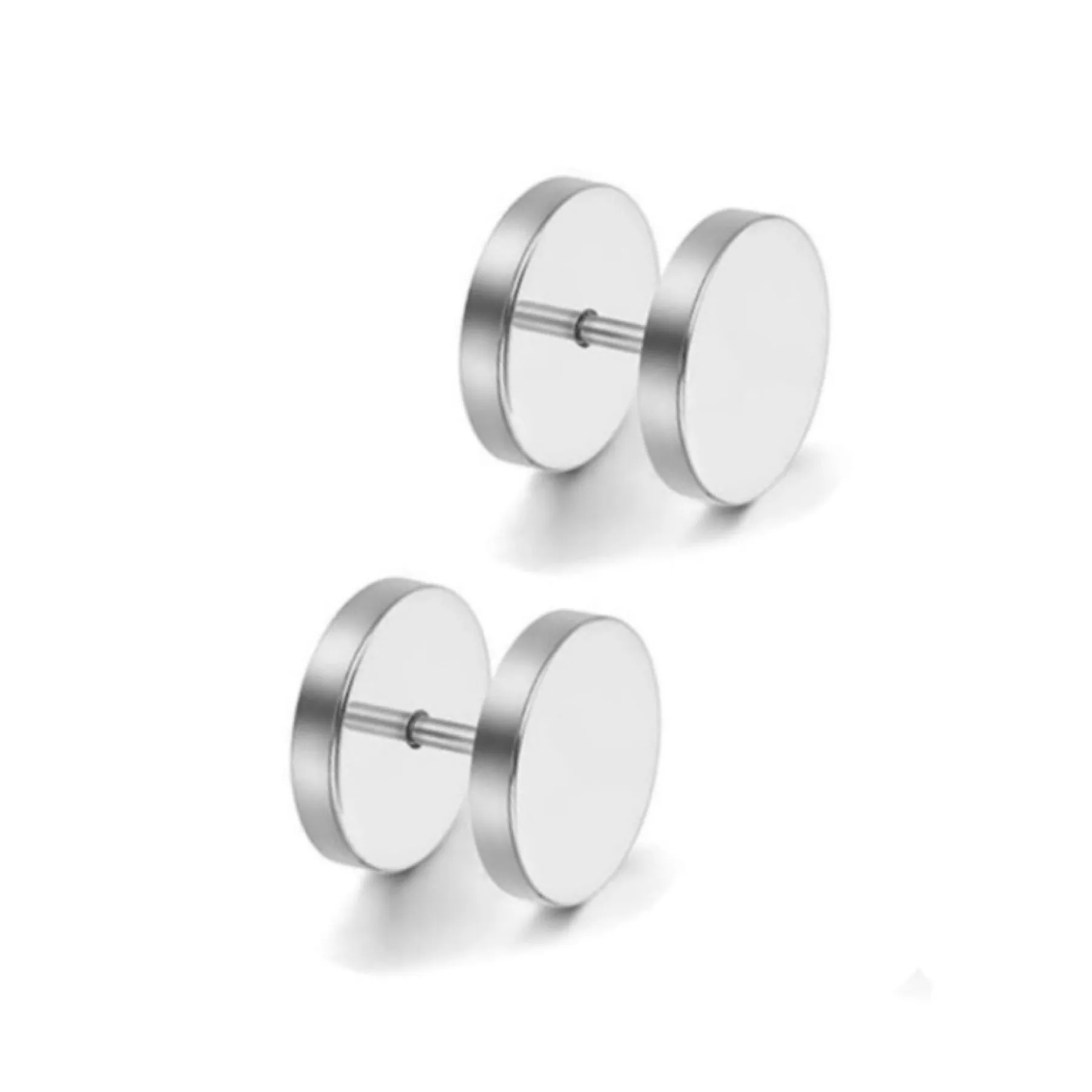 Silver Flat Barbell Earrings 10mm
