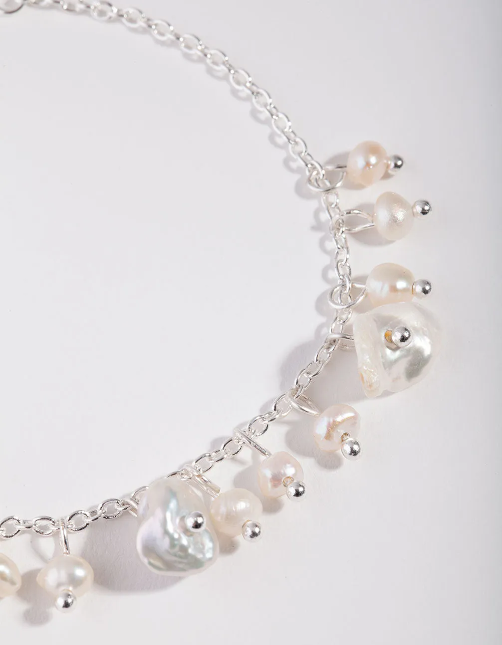 Silver Plated Pearl Droplet Bracelet