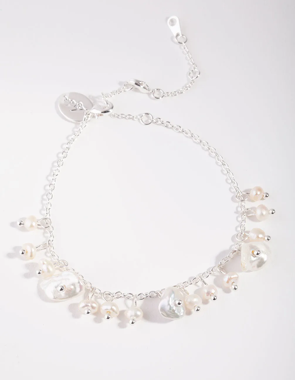 Silver Plated Pearl Droplet Bracelet