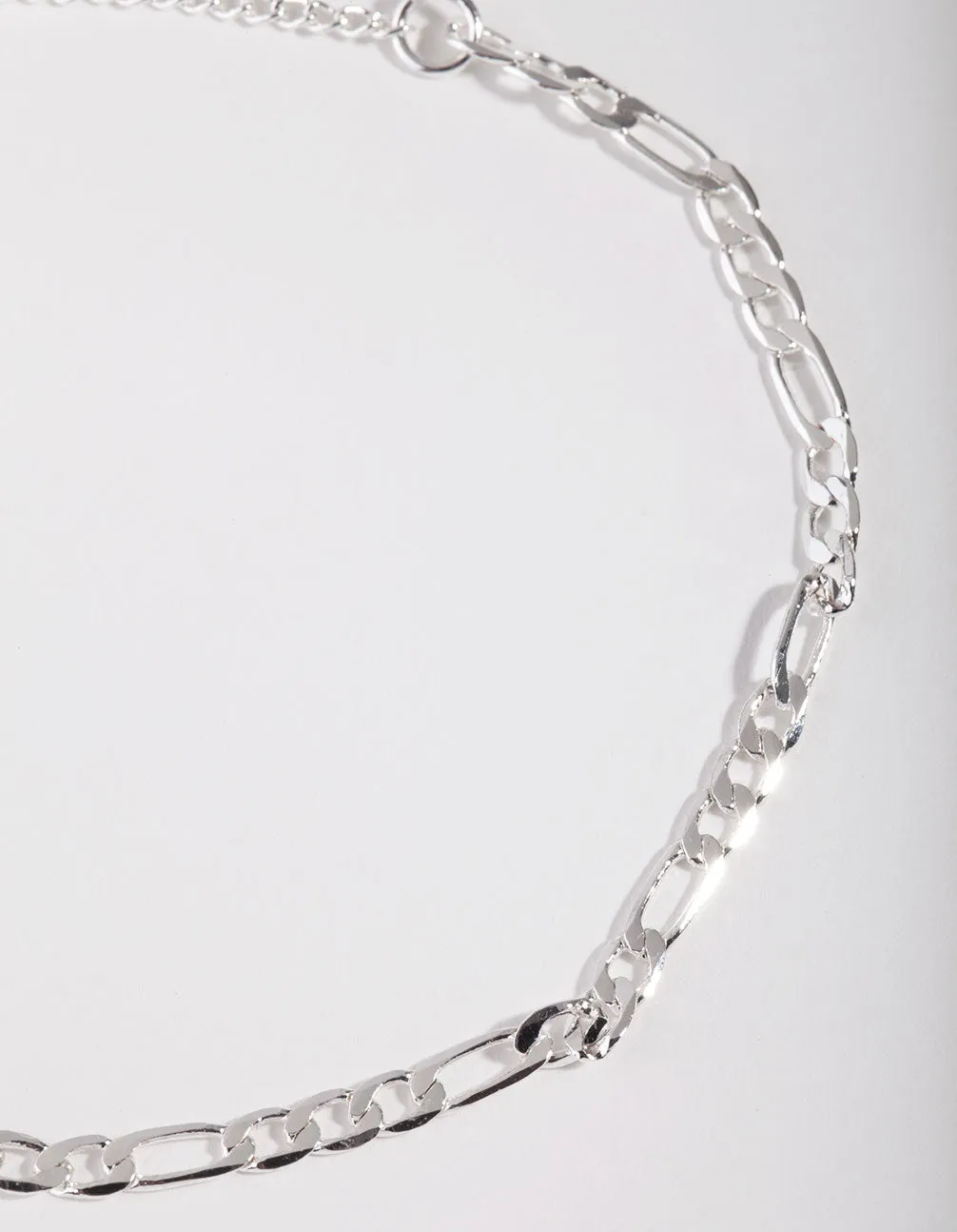 Silver Plated Thin Figaro Chain Bracelet