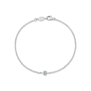 Single Aquamarine Dewdrop Chain Bracelet