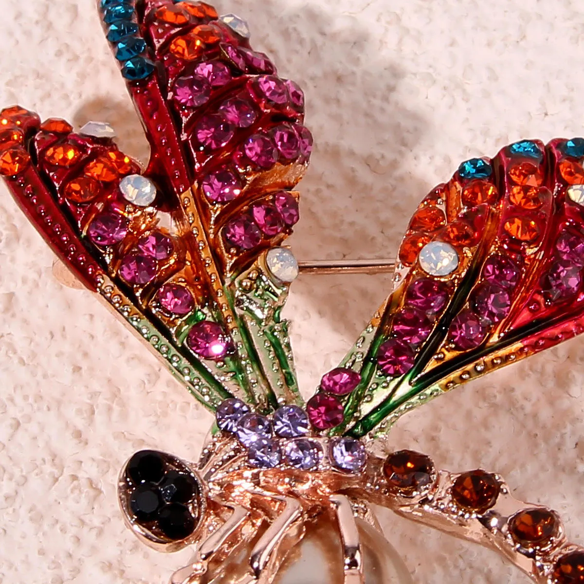 SISSLIA Enamel Dragonfly Brooch Pins Pearl Rhinestone Animal Brooches For Women