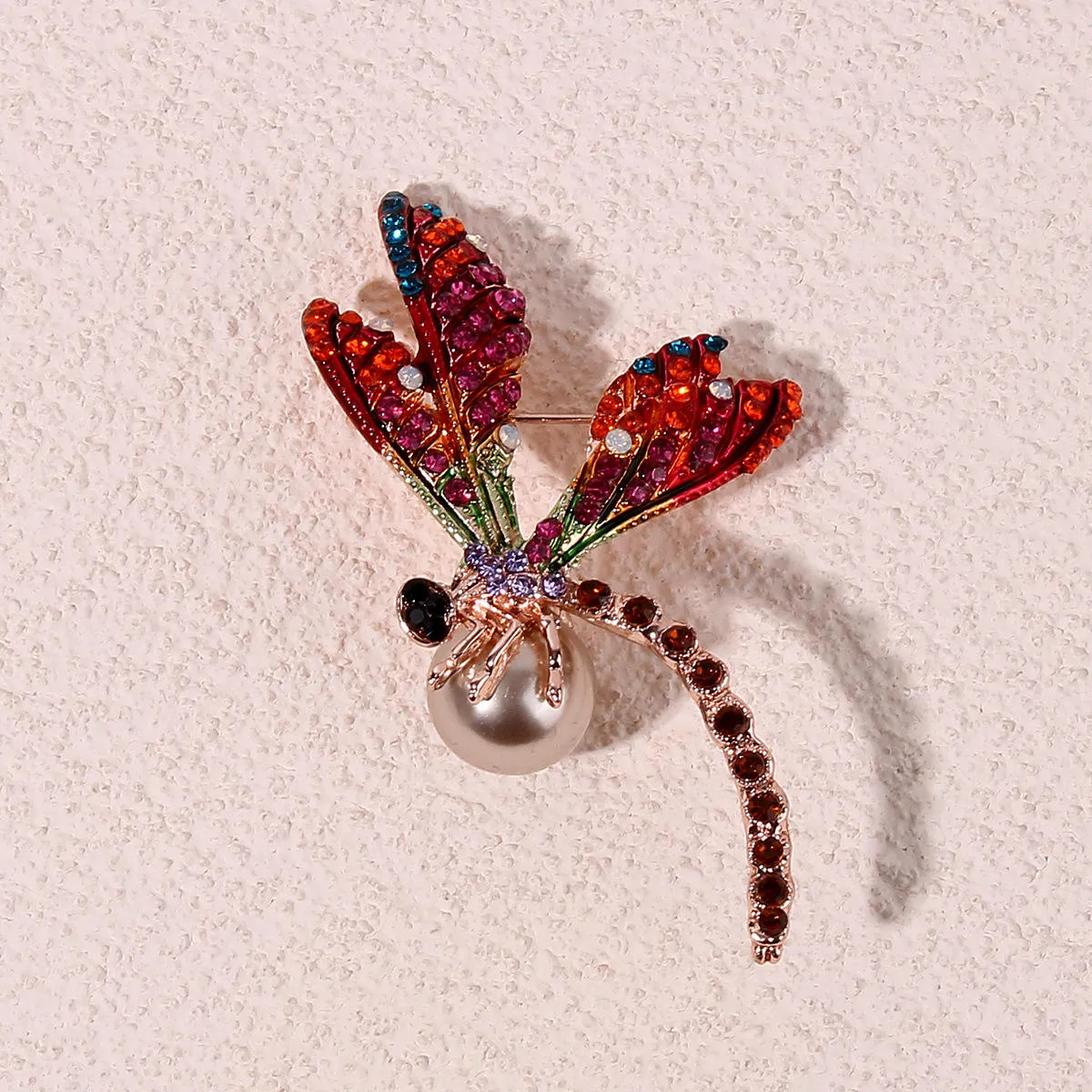 SISSLIA Enamel Dragonfly Brooch Pins Pearl Rhinestone Animal Brooches For Women