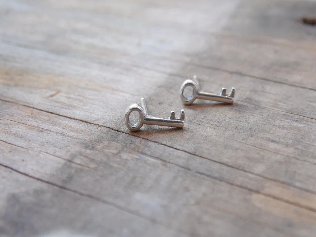 Skeleton Key Earrings Sterling Silver